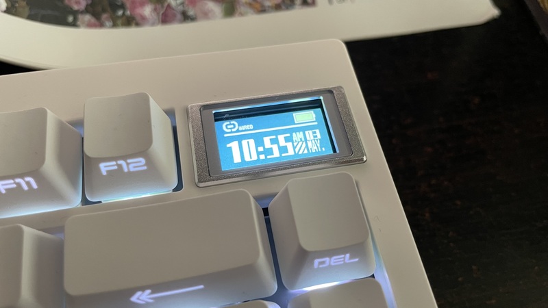The screen displaying statistics of the keyboard