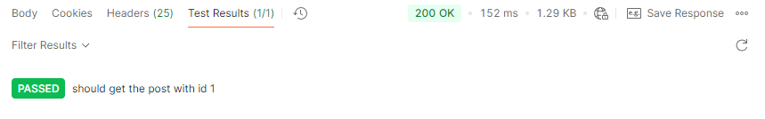 The screenshot showing test passed