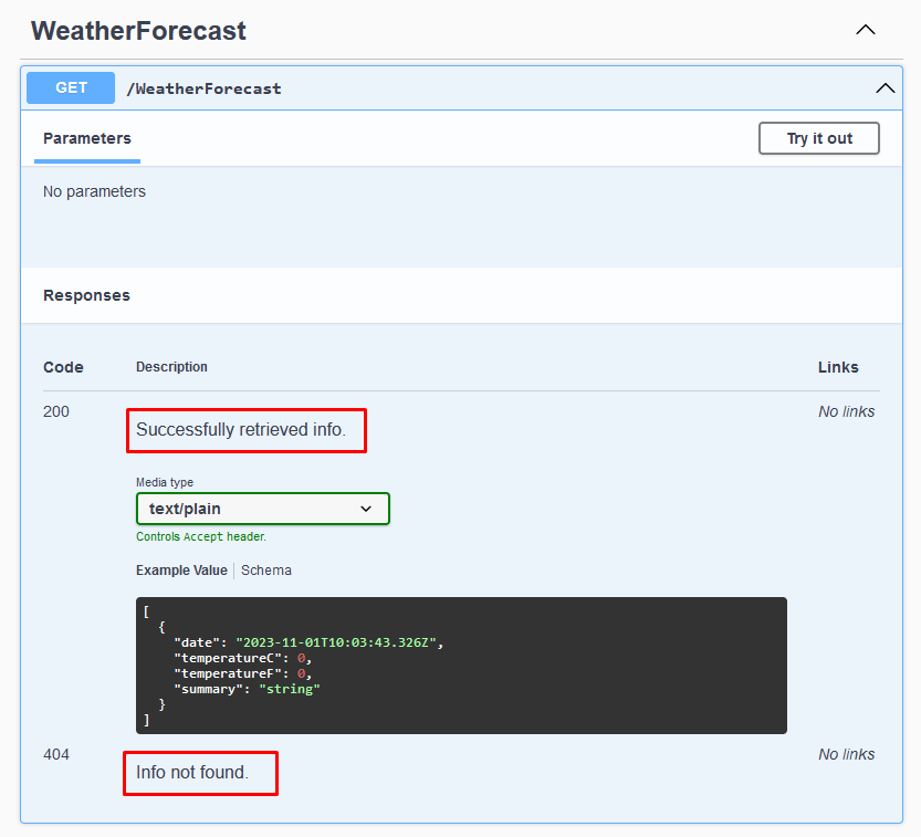 Description of status code changed